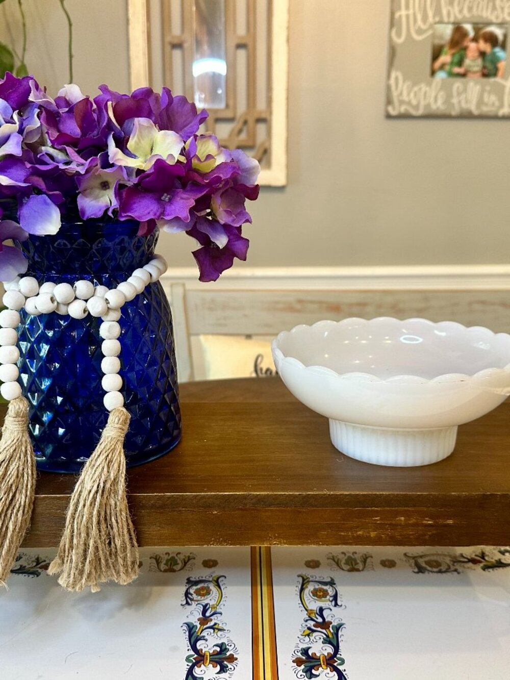 vintage wooden pedestal stand (decor in first picture not included)